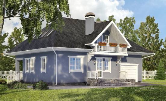 200-001-П Проект двухэтажного дома мансардой, гараж, средний дом из теплоблока Волгоград | Проекты домов от House Expert