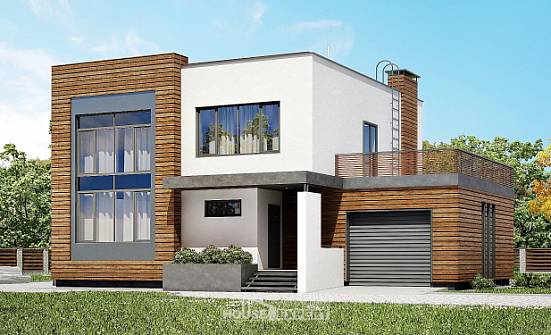 220-003-П Проект двухэтажного дома и гаражом, средний загородный дом из поризованных блоков Камышин | Проекты домов от House Expert