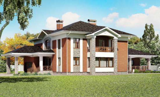 400-002-Л Проект двухэтажного дома и гаражом, большой загородный дом из кирпича Волгоград | Проекты домов от House Expert