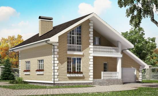 190-005-П Проект двухэтажного дома мансардный этаж, гараж, средний домик из блока Камышин | Проекты домов от House Expert