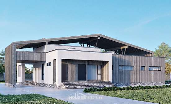 170-011-Л Проект одноэтажного дома, экономичный коттедж из кирпича Волгоград | Проекты домов от House Expert