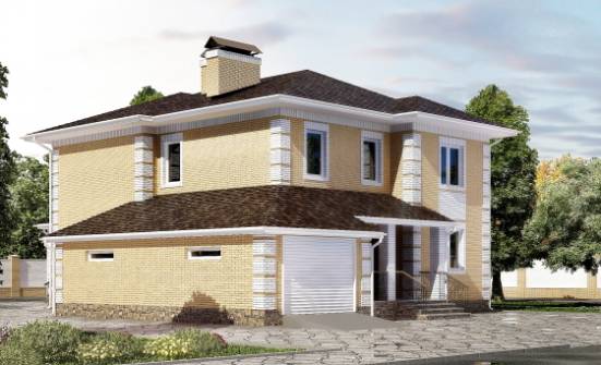 220-006-Л Проект двухэтажного дома, гараж, средний домик из теплоблока Волжский | Проекты домов от House Expert