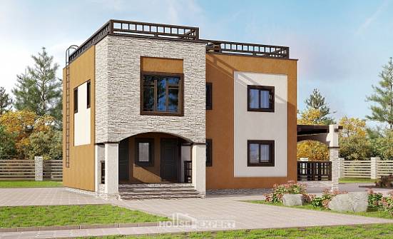 150-010-Л Проект двухэтажного дома, небольшой загородный дом из кирпича Волжский | Проекты домов от House Expert