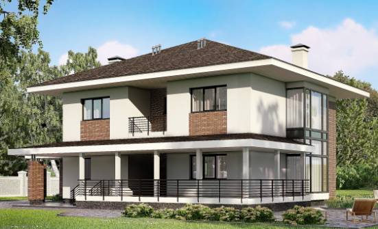 275-002-П Проект двухэтажного дома и гаражом, большой коттедж из кирпича Михайловка | Проекты домов от House Expert