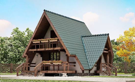 070-003-П Проект двухэтажного дома с мансардой, миниатюрный коттедж из дерева Котово | Проекты домов от House Expert