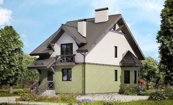 120-003-П Проект двухэтажного дома с мансардным этажом, бюджетный коттедж из газобетона Урюпинск | Проекты домов от House Expert