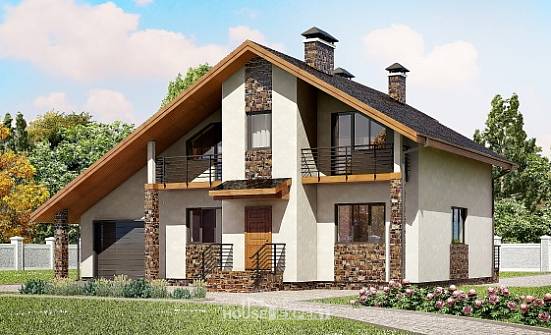 180-008-Л Проект двухэтажного дома мансардой, гараж, красивый загородный дом из твинблока Урюпинск | Проекты домов от House Expert