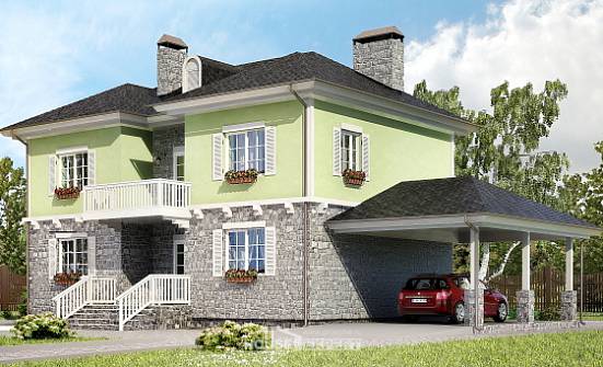 155-006-П Проект двухэтажного дома, гараж, скромный коттедж из бризолита Камышин | Проекты домов от House Expert