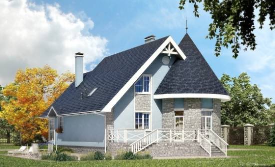 170-003-П Проект двухэтажного дома с мансардой, классический коттедж из бризолита Калач-на-Дону | Проекты домов от House Expert