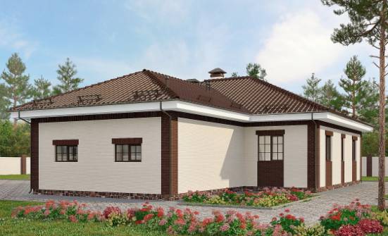 160-015-П Проект одноэтажного дома и гаражом, классический коттедж из блока Калач-на-Дону | Проекты домов от House Expert