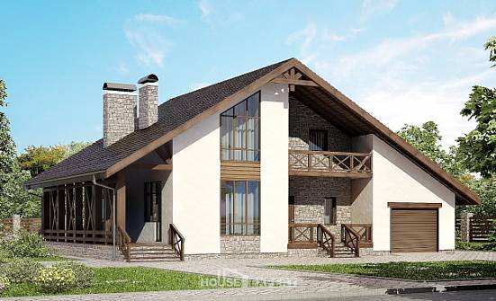 265-001-П Проект двухэтажного дома с мансардным этажом и гаражом, красивый загородный дом из пеноблока Волгоград | Проекты домов от House Expert