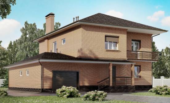 245-003-Л Проект двухэтажного дома и гаражом, простой коттедж из кирпича Михайловка | Проекты домов от House Expert