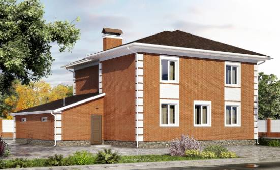 220-004-Л Проект двухэтажного дома и гаражом, современный домик из кирпича Волгоград | Проекты домов от House Expert