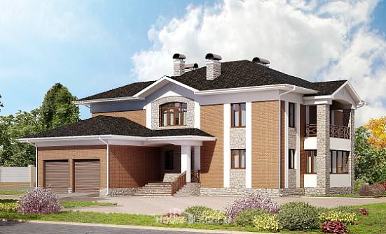 520-002-Л Проект трехэтажного дома, гараж, уютный загородный дом из поризованных блоков Котово | Проекты домов от House Expert