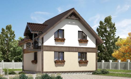 105-001-П Проект двухэтажного дома с мансардой, компактный загородный дом из поризованных блоков Фролово | Проекты домов от House Expert