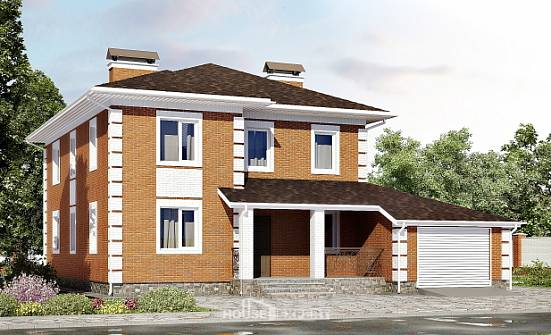 220-004-Л Проект двухэтажного дома и гаражом, современный домик из кирпича Волгоград | Проекты домов от House Expert