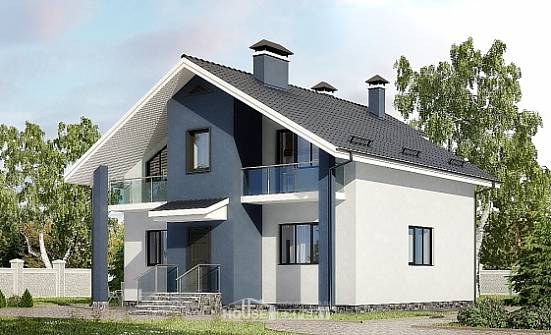 150-005-П Проект двухэтажного дома мансардой, недорогой коттедж из пеноблока Фролово | Проекты домов от House Expert