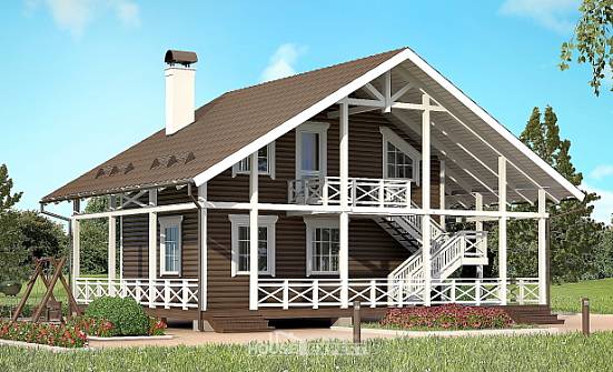 080-001-П Проект двухэтажного дома с мансардой, эконом загородный дом из дерева Котово | Проекты домов от House Expert