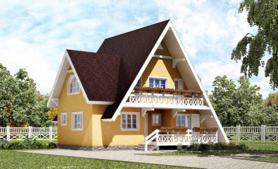 155-008-П Проект двухэтажного дома с мансардой, недорогой домик из дерева Волгоград | Проекты домов от House Expert