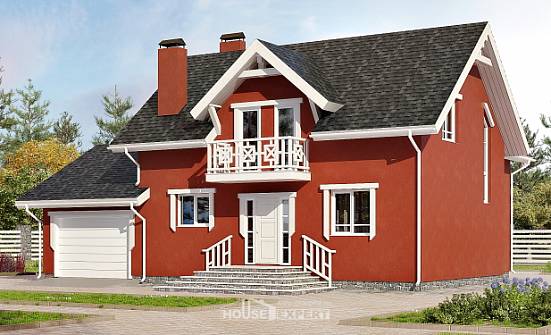 180-013-Л Проект двухэтажного дома с мансардой и гаражом, современный домик из твинблока Волгоград | Проекты домов от House Expert