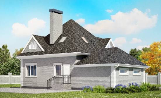 135-001-Л Проект двухэтажного дома с мансардой и гаражом, недорогой коттедж из кирпича Камышин | Проекты домов от House Expert