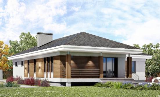 165-001-П Проект одноэтажного дома, гараж, классический загородный дом из поризованных блоков Камышин | Проекты домов от House Expert