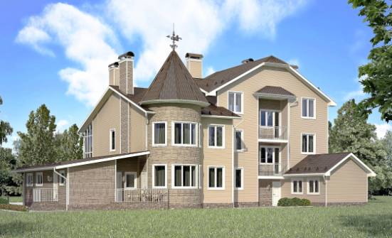 555-001-Л Проект трехэтажного дома с мансардой и гаражом, красивый домик из арболита Котово | Проекты домов от House Expert