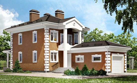 150-006-П Проект двухэтажного дома и гаражом, классический загородный дом из твинблока Михайловка | Проекты домов от House Expert