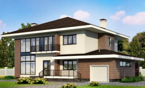 275-002-П Проект двухэтажного дома и гаражом, большой коттедж из кирпича Михайловка | Проекты домов от House Expert