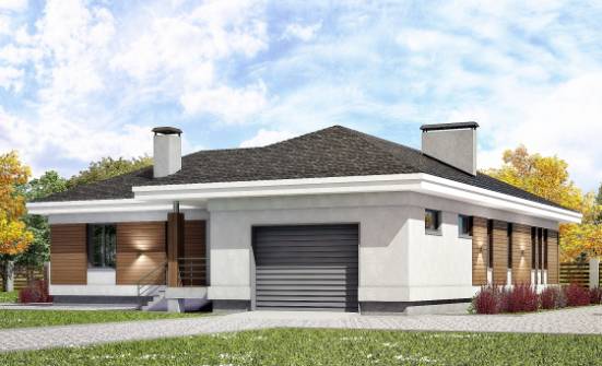 165-001-П Проект одноэтажного дома, гараж, классический загородный дом из поризованных блоков Камышин | Проекты одноэтажных домов от House Expert