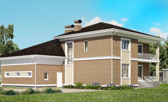 335-002-П Проект двухэтажного дома, гараж, современный загородный дом из кирпича Котово | Проекты домов от House Expert