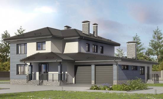 340-005-П Проект двухэтажного дома и гаражом, классический дом из блока Калач-на-Дону | Проекты домов от House Expert