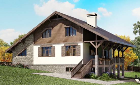 300-003-П Проект трехэтажного дома с мансардой, гараж, уютный коттедж из кирпича Камышин | Проекты домов от House Expert