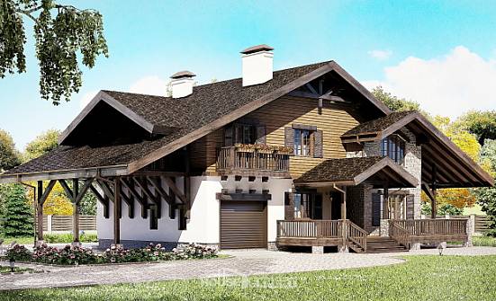 270-001-Л Проект двухэтажного дома с мансардой, гараж, современный дом из кирпича Калач-на-Дону | Проекты домов от House Expert