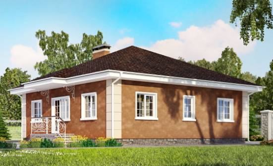 100-001-Л Проект одноэтажного дома, современный домик из пеноблока Камышин | Проекты одноэтажных домов от House Expert