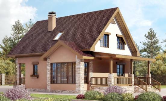 140-002-П Проект двухэтажного дома с мансардой, классический домик из газобетона Урюпинск | Проекты домов от House Expert