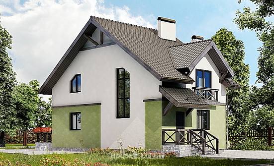 120-003-П Проект двухэтажного дома с мансардным этажом, бюджетный коттедж из газобетона Урюпинск | Проекты домов от House Expert
