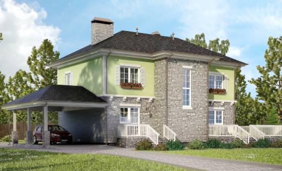 155-006-П Проект двухэтажного дома, гараж, скромный коттедж из бризолита Камышин | Проекты домов от House Expert