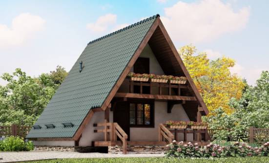 070-003-П Проект двухэтажного дома с мансардой, миниатюрный коттедж из дерева Котово | Проекты домов от House Expert