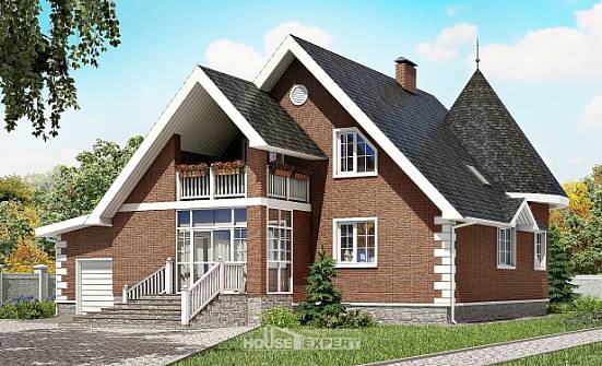 220-002-Л Проект двухэтажного дома с мансардным этажом, гараж, просторный дом из теплоблока Камышин | Проекты домов от House Expert