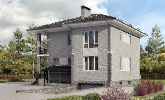 275-004-П Проект трехэтажного дома, гараж, современный коттедж из кирпича Камышин | Проекты домов от House Expert