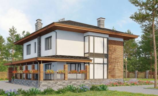 305-001-П Проект двухэтажного дома, гараж, современный домик из арболита Калач-на-Дону | Проекты домов от House Expert