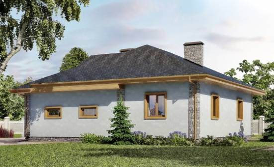 130-006-П Проект одноэтажного дома и гаражом, бюджетный загородный дом из блока Волгоград | Проекты домов от House Expert