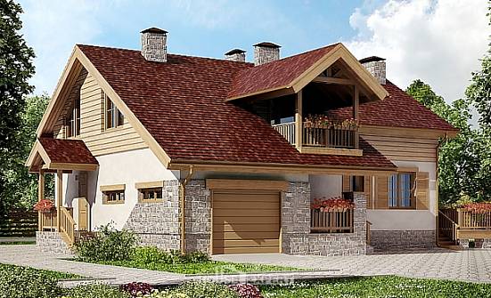 165-002-П Проект двухэтажного дома с мансардой, гараж, скромный дом из газосиликатных блоков Камышин | Проекты домов от House Expert