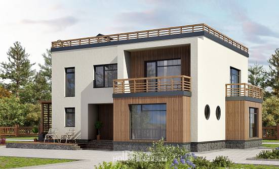 215-002-Л Проект двухэтажного дома, современный домик из газобетона Волжский | Проекты домов от House Expert