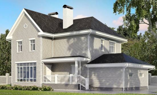 190-001-Л Проект двухэтажного дома, гараж, уютный загородный дом из кирпича Фролово | Проекты домов от House Expert