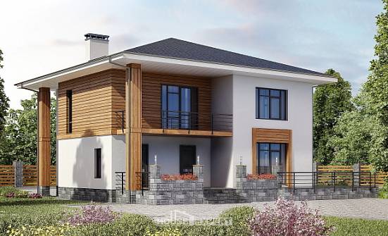 180-015-П Проект двухэтажного дома, современный загородный дом из твинблока Урюпинск | Проекты домов от House Expert