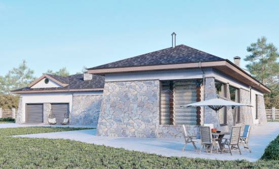 280-004-Л Проект одноэтажного дома и гаражом, классический дом из теплоблока Михайловка | Проекты домов от House Expert