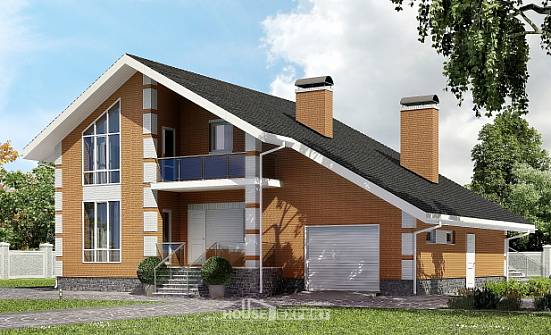 190-006-П Проект двухэтажного дома с мансардой и гаражом, простой загородный дом из твинблока Михайловка | Проекты домов от House Expert
