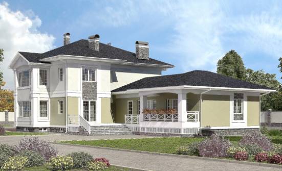 620-001-Л Проект трехэтажного дома и гаражом, большой коттедж из твинблока Урюпинск | Проекты домов от House Expert
